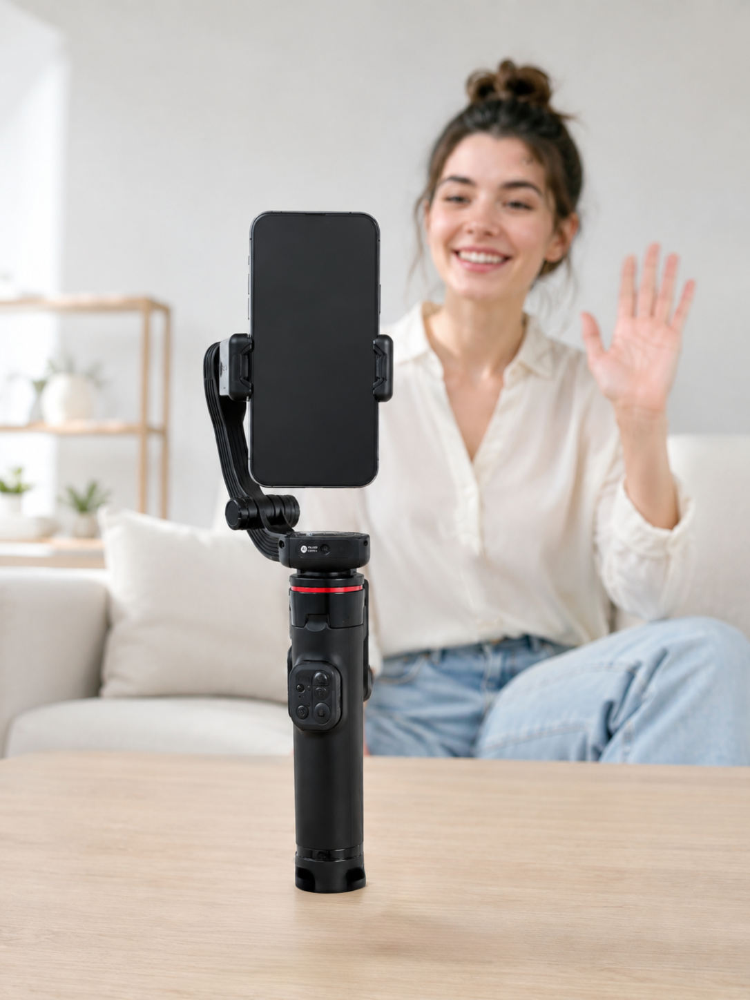 AI Yüz Takip Özellikli Gimbal Selfie Stick 360° Dönebilen Telefon Tutucu Uzayabilir Bluetooth Kumandalı