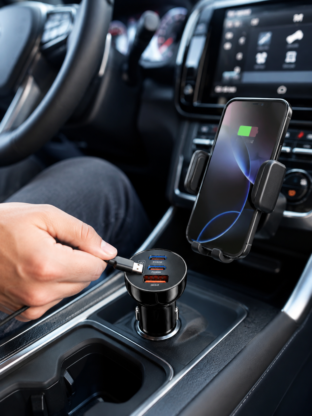 12V 24V Uyumlu 60W Araç İçi Şarj Adaptörü Çoklu Hızlı Şarj Cihazı