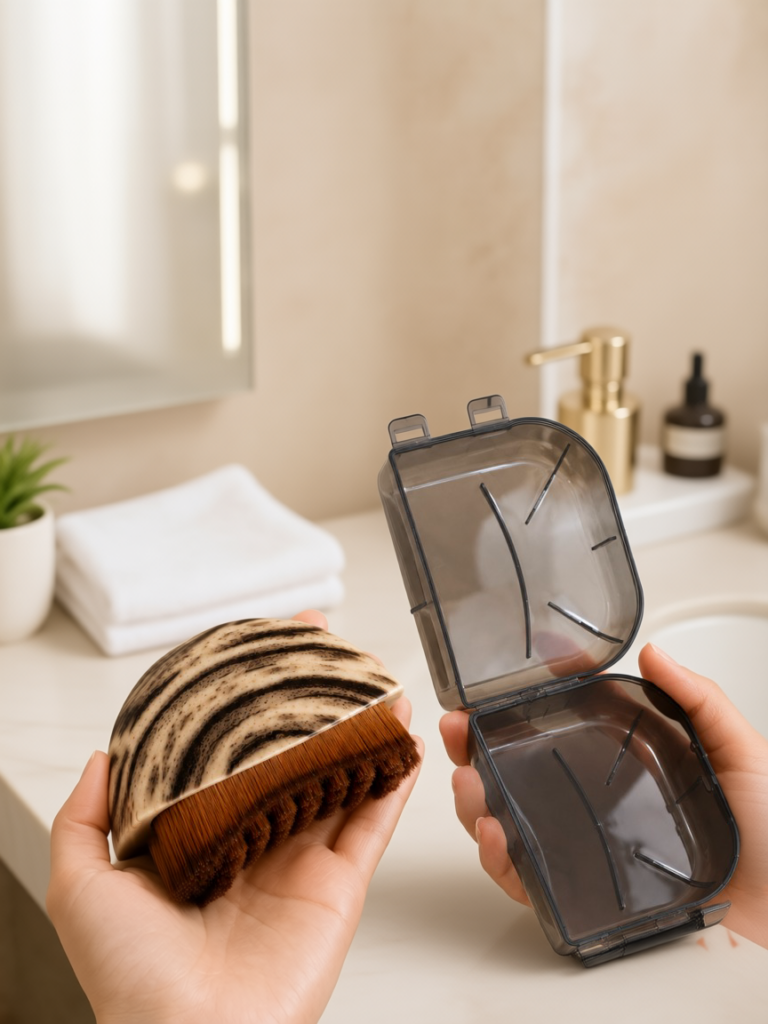 Masaj Fırçası Ahşap Desenli Yumuşak Kıllı Vücut Temizleme ve Banyo Fırçası