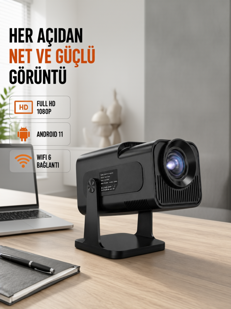 Taşınabilir Full HD Projektör - 1 GB RAM, 8 GB Hafıza Yeni Nesil