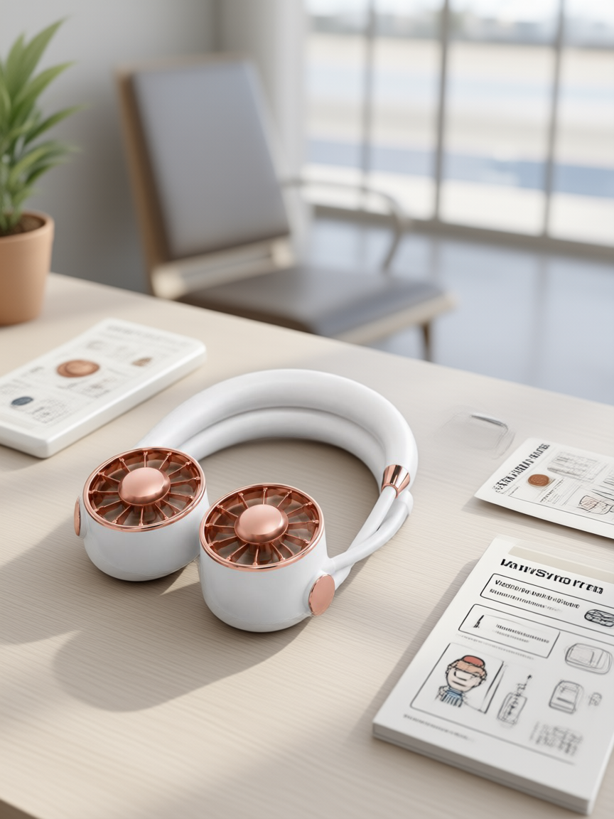 USB Şarjlı Katlanabilir Mini Boyun Fanı 1–3 Saat Kullanım