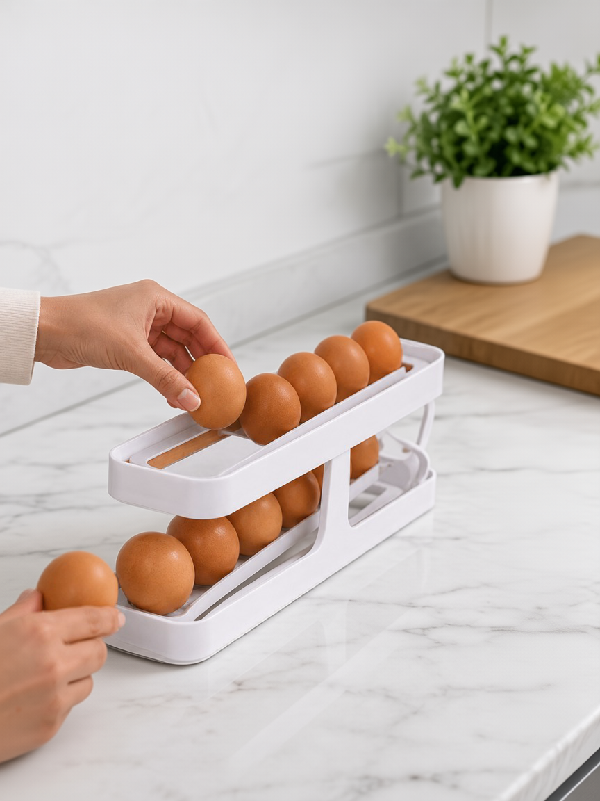 Yumurta Düzenleyici Organizer Buzdolabı İçin Yer Tasarruflu Saklama Rafı